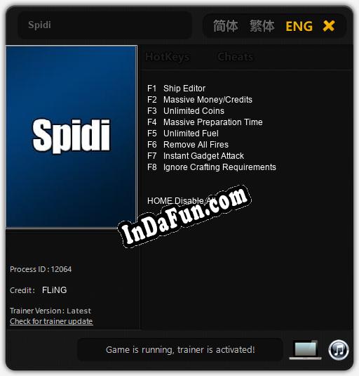 Spidi: TRAINER AND CHEATS (V1.0.5)