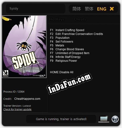 Spidy: TRAINER AND CHEATS (V1.0.63)