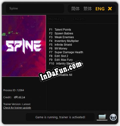 Spine: Trainer +10 [v1.9]