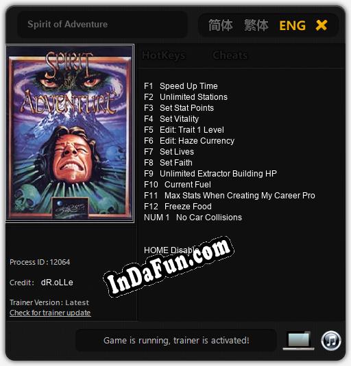 Trainer for Spirit of Adventure [v1.0.9]