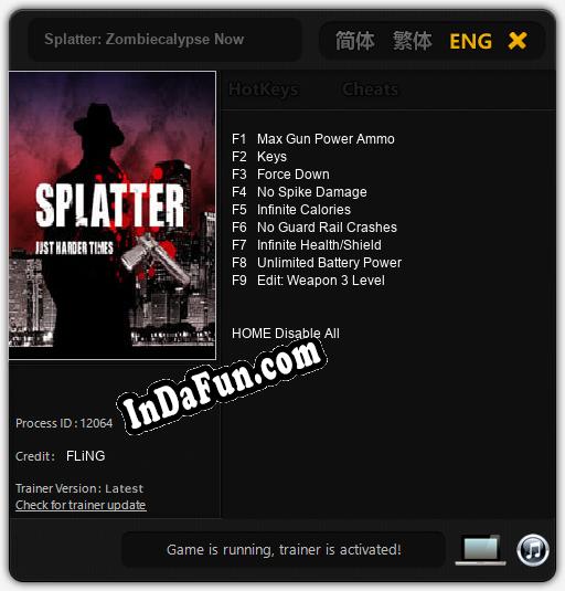 Splatter: Zombiecalypse Now: TRAINER AND CHEATS (V1.0.95)