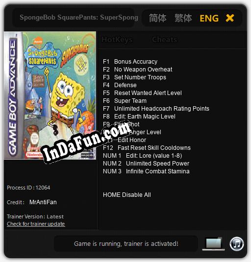 SpongeBob SquarePants: SuperSponge: Trainer +15 [v1.2]