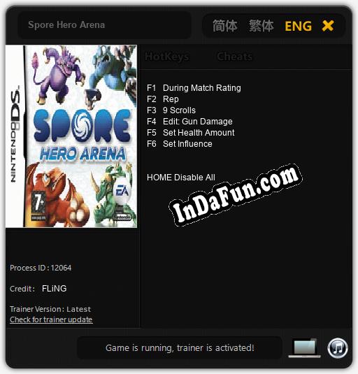 Trainer for Spore Hero Arena [v1.0.5]