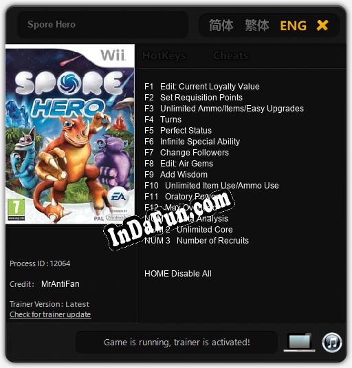 Spore Hero: TRAINER AND CHEATS (V1.0.29)