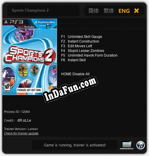 Sports Champions 2: TRAINER AND CHEATS (V1.0.78)