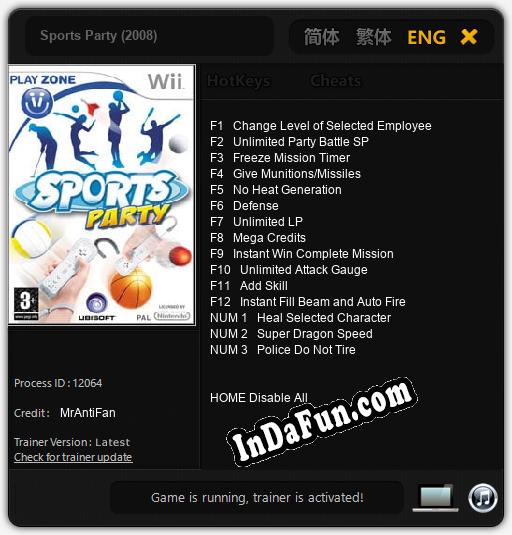 Sports Party (2008): Cheats, Trainer +15 [MrAntiFan]