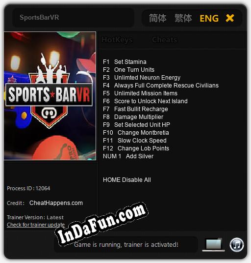 SportsBarVR: Cheats, Trainer +13 [CheatHappens.com]