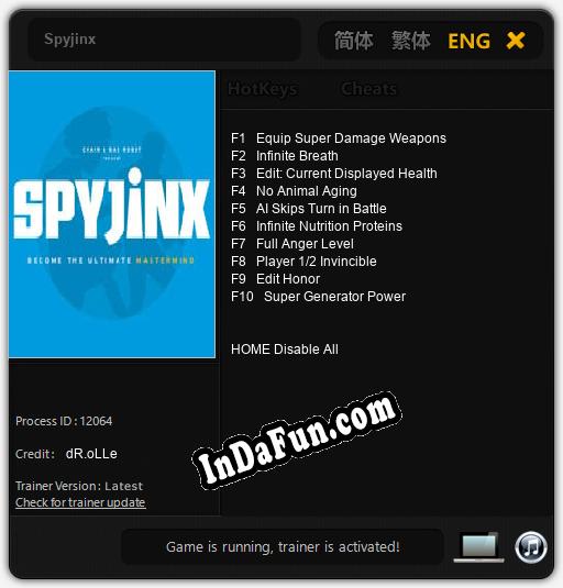 Spyjinx: Trainer +10 [v1.9]
