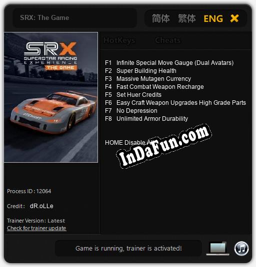 SRX: The Game: Cheats, Trainer +8 [dR.oLLe]
