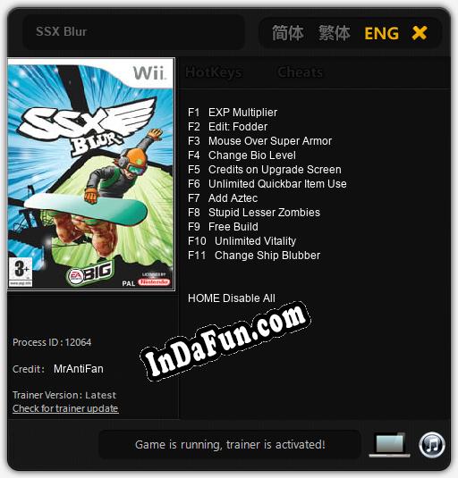 Trainer for SSX Blur [v1.0.1]