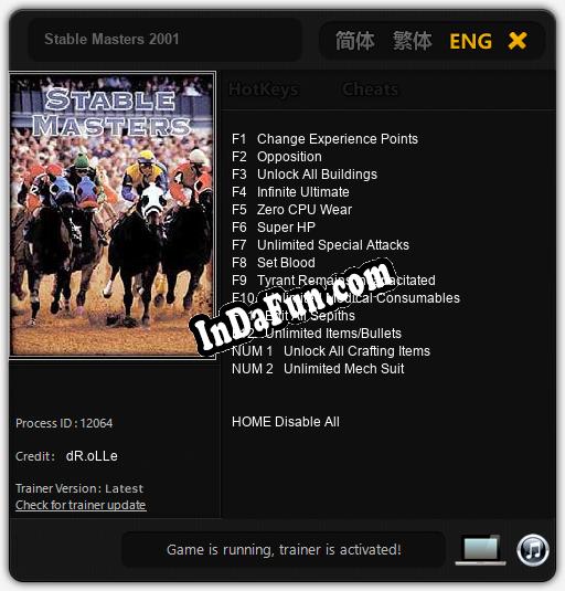 Stable Masters 2001: TRAINER AND CHEATS (V1.0.21)