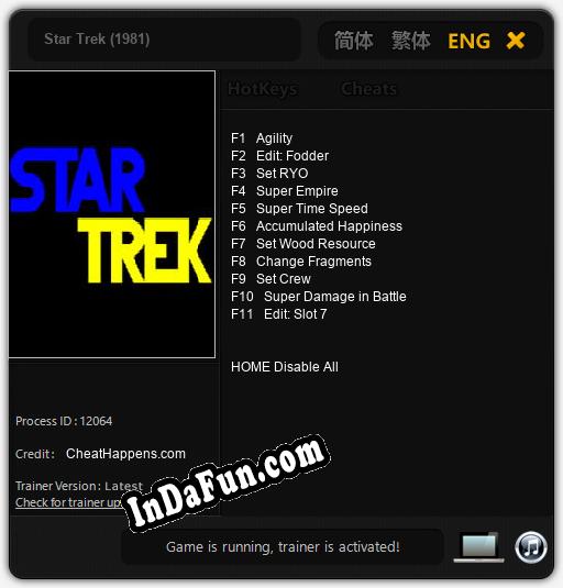 Star Trek (1981): TRAINER AND CHEATS (V1.0.17)