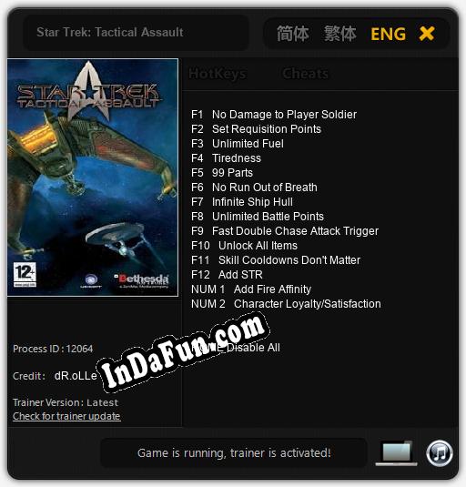 Trainer for Star Trek: Tactical Assault [v1.0.9]