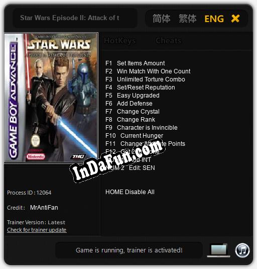 Star Wars Episode II: Attack of the Clones: TRAINER AND CHEATS (V1.0.35)