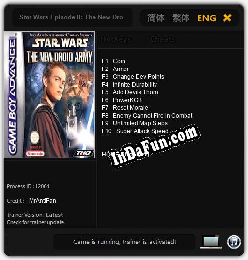 Star Wars Episode II: The New Droid Army: Cheats, Trainer +10 [MrAntiFan]