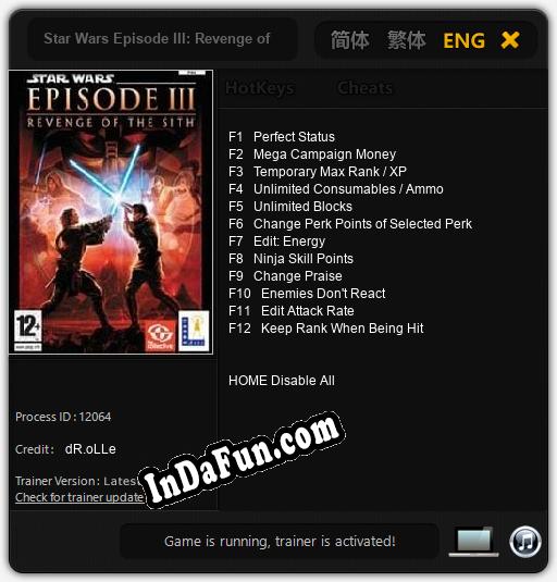 Star Wars Episode III: Revenge of the Sith: Trainer +12 [v1.9]