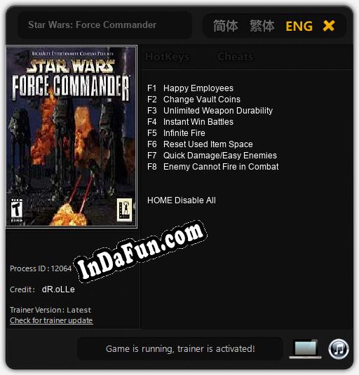 Star Wars: Force Commander: Trainer +8 [v1.2]