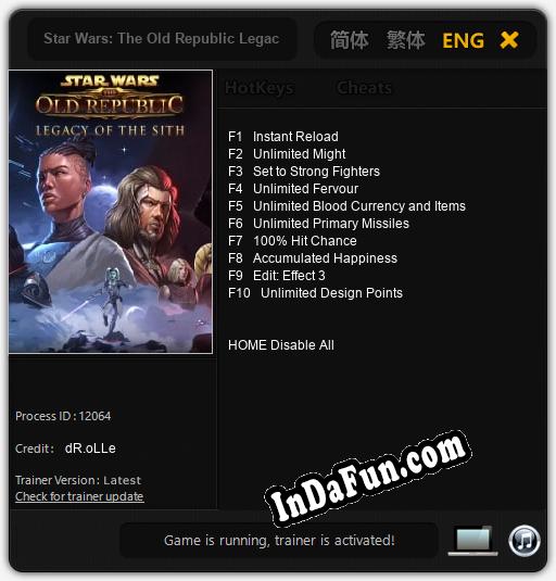 Star Wars: The Old Republic Legacy of the Sith: Trainer +10 [v1.6]