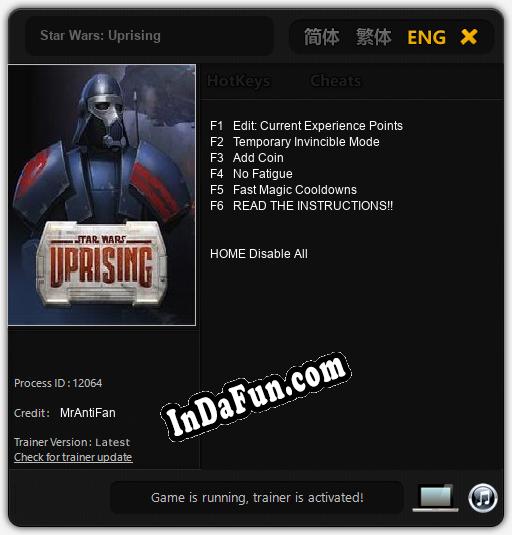 Trainer for Star Wars: Uprising [v1.0.1]