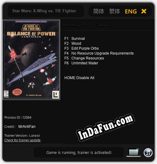 Star Wars: X-Wing vs. TIE Fighter: Balance of Power: TRAINER AND CHEATS (V1.0.30)