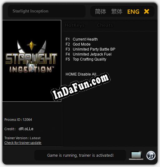 Starlight Inception: Cheats, Trainer +5 [dR.oLLe]