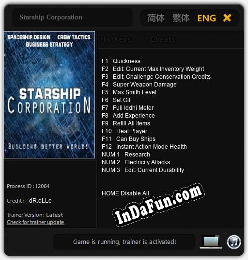 Starship Corporation: TRAINER AND CHEATS (V1.0.86)