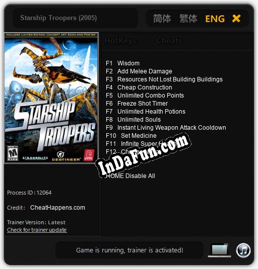 Starship Troopers (2005): TRAINER AND CHEATS (V1.0.7)