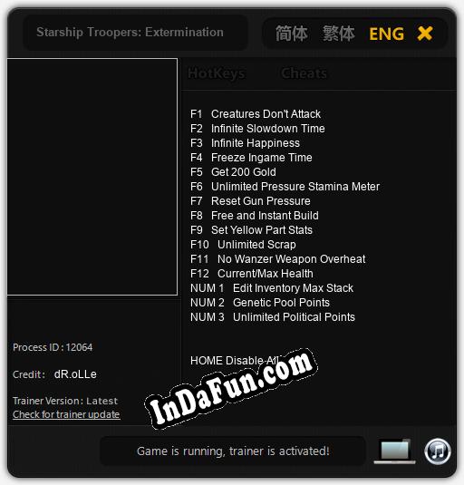 Starship Troopers: Extermination: TRAINER AND CHEATS (V1.0.8)
