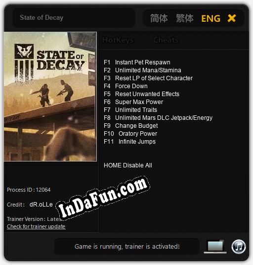 State of Decay: TRAINER AND CHEATS (V1.0.62)