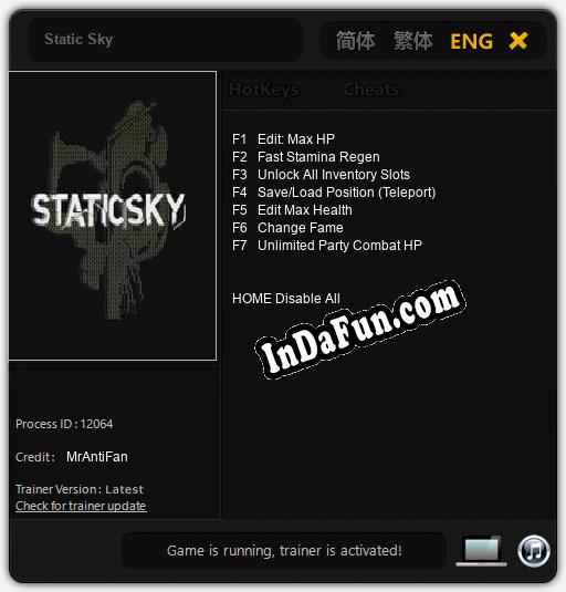 Static Sky: TRAINER AND CHEATS (V1.0.76)