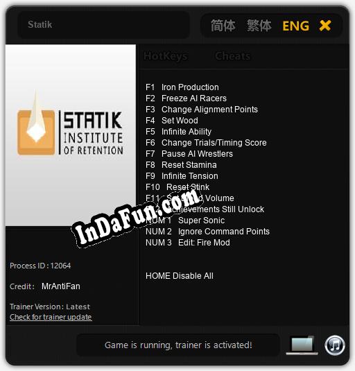 Statik: Trainer +15 [v1.8]