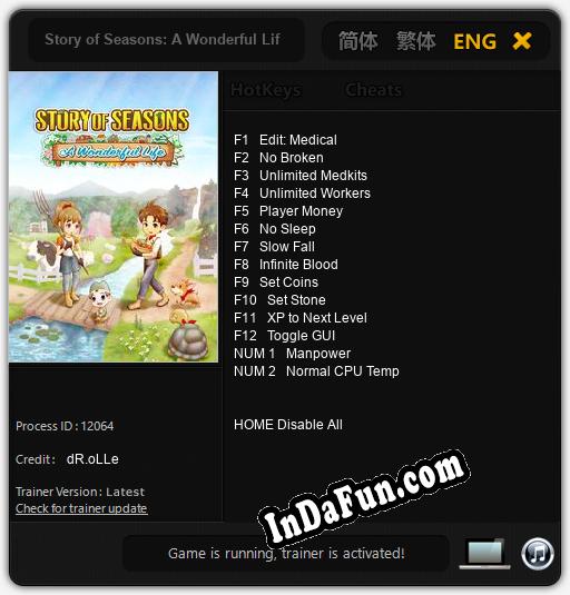 Story of Seasons: A Wonderful Life: TRAINER AND CHEATS (V1.0.42)