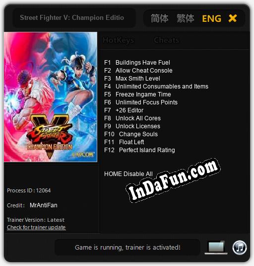 Street Fighter V: Champion Edition: TRAINER AND CHEATS (V1.0.15)