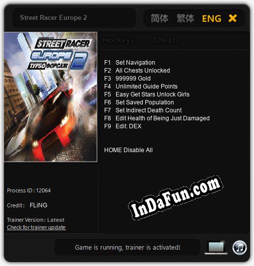 Trainer for Street Racer Europe 2 [v1.0.9]