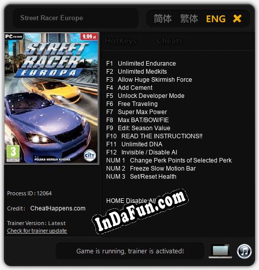 Street Racer Europe: Trainer +15 [v1.7]