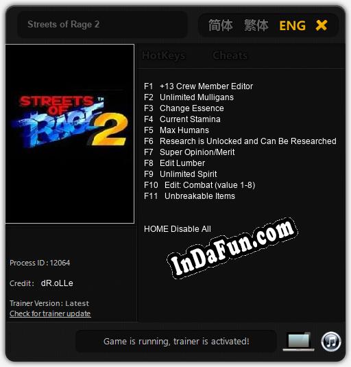 Streets of Rage 2: Cheats, Trainer +11 [dR.oLLe]