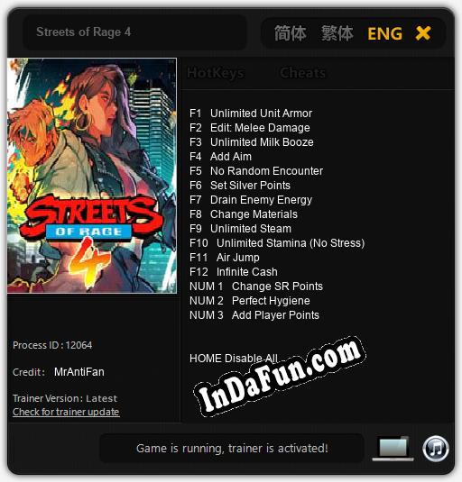 Streets of Rage 4: TRAINER AND CHEATS (V1.0.7)