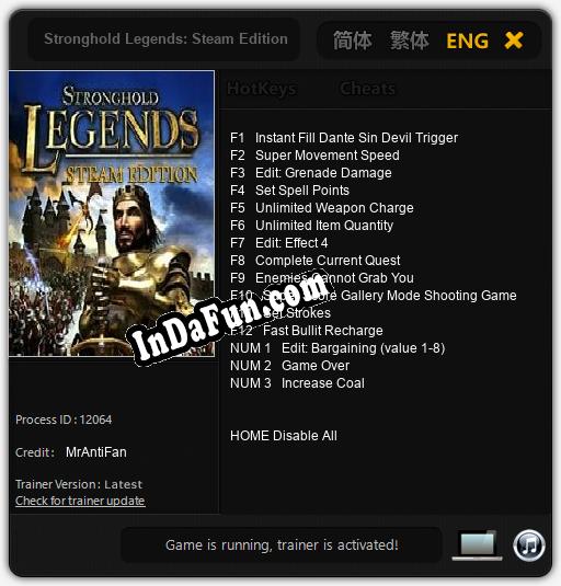 Trainer for Stronghold Legends: Steam Edition [v1.0.5]