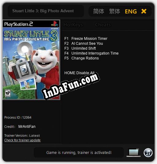 Trainer for Stuart Little 3: Big Photo Adventure [v1.0.8]