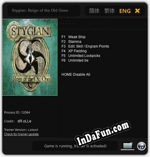 Stygian: Reign of the Old Ones: TRAINER AND CHEATS (V1.0.76)