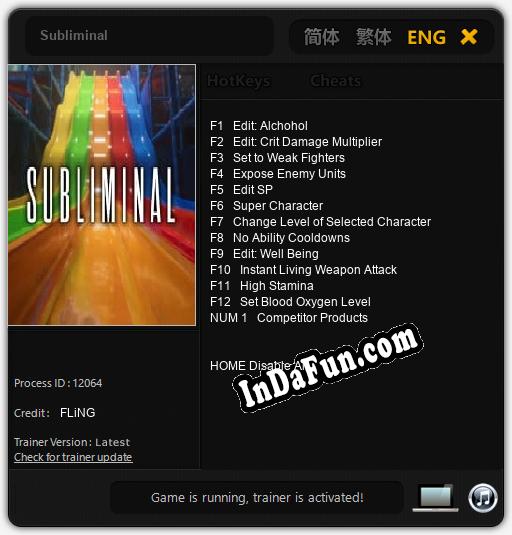 Trainer for Subliminal [v1.0.8]