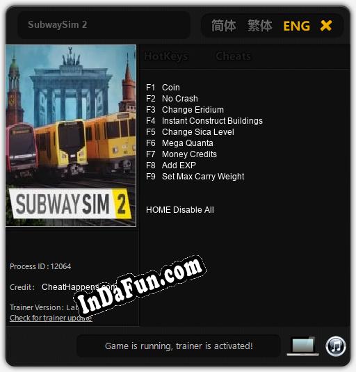 Trainer for SubwaySim 2 [v1.0.9]
