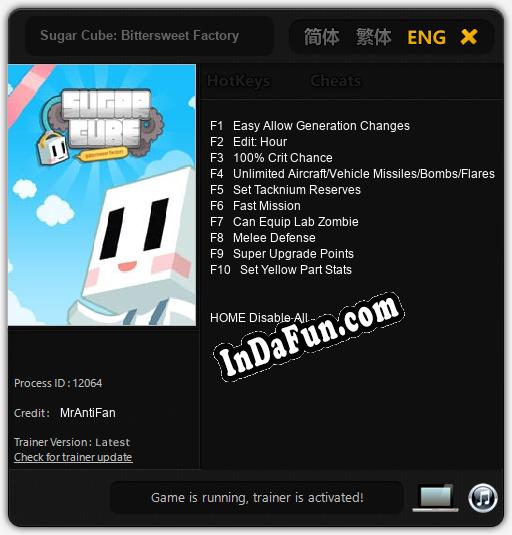 Sugar Cube: Bittersweet Factory: TRAINER AND CHEATS (V1.0.89)