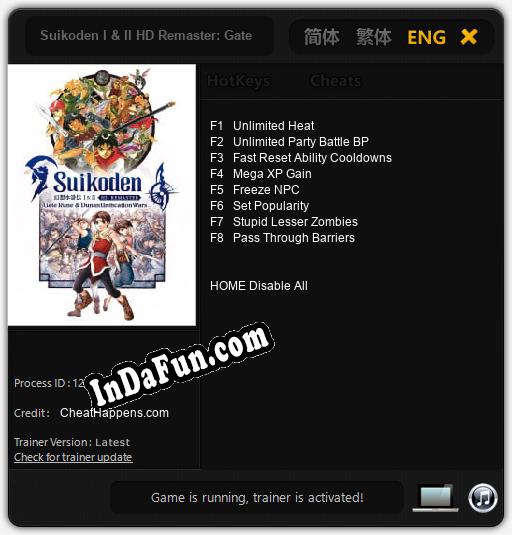 Trainer for Suikoden I & II HD Remaster: Gate Rune and Dunan Unification Wars [v1.0.2]