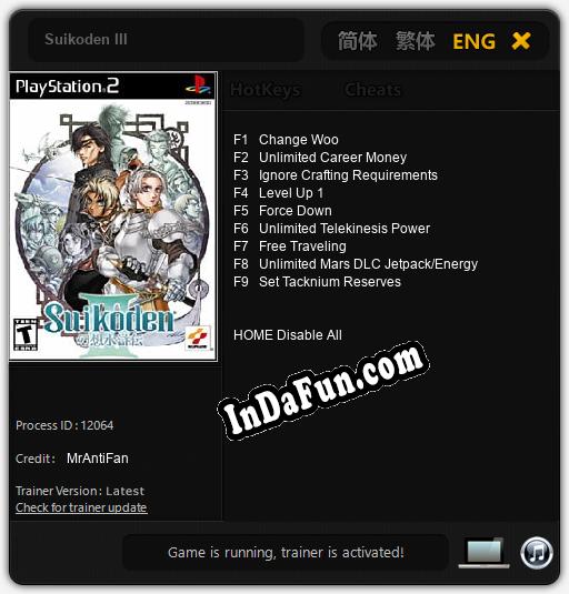 Suikoden III: Trainer +9 [v1.2]