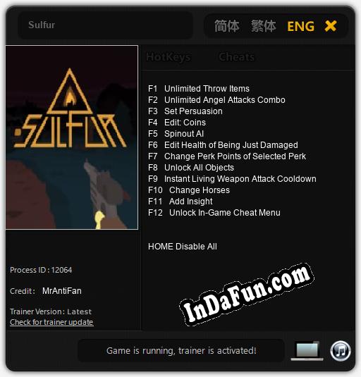 Sulfur: Cheats, Trainer +12 [MrAntiFan]