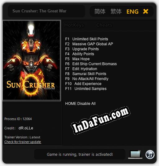 Sun Crusher: The Great War: Trainer +11 [v1.2]