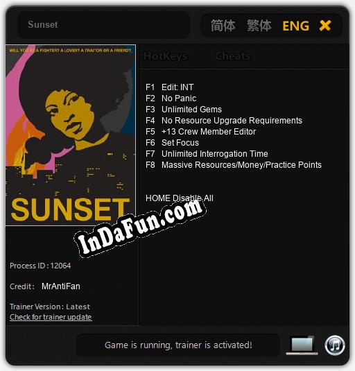 Trainer for Sunset [v1.0.3]