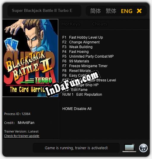 Trainer for Super Blackjack Battle II Turbo Edition [v1.0.2]