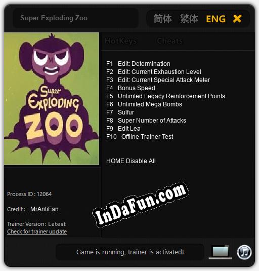 Super Exploding Zoo: Trainer +10 [v1.3]